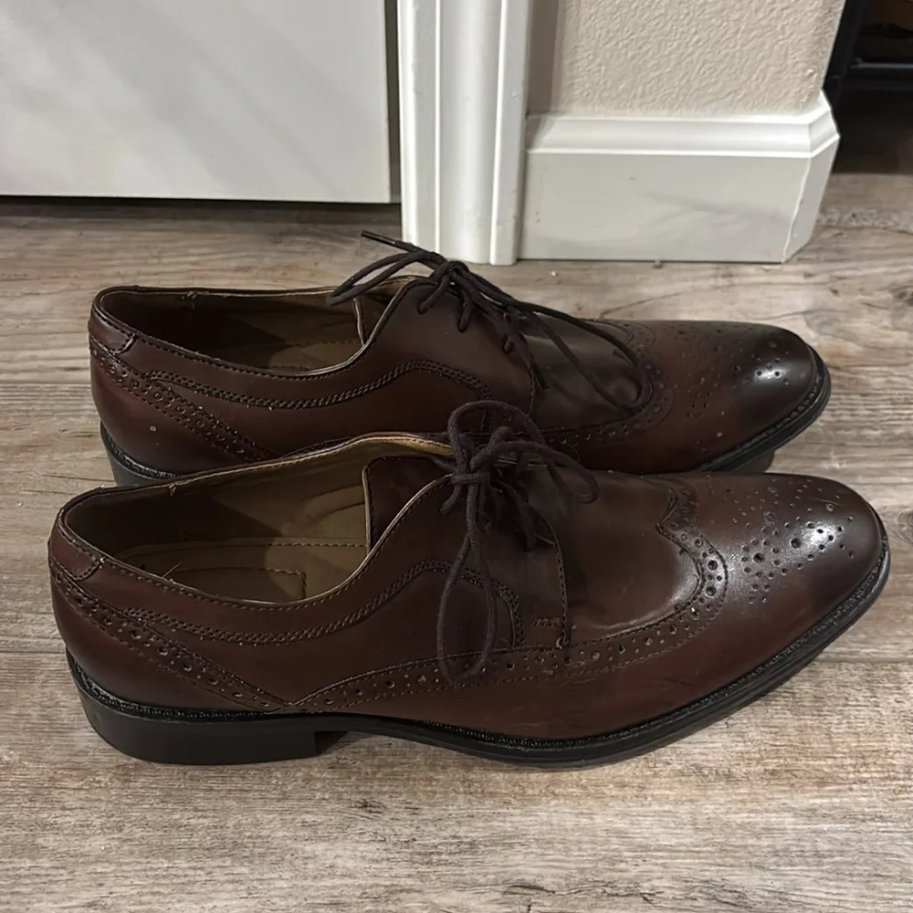 Apt. 9 Men Wingtip Brown Leather Dress Shoes Size 10.5